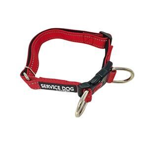 Reflective Service Dog Collar Neoprene Padded Adjustable Medium Red